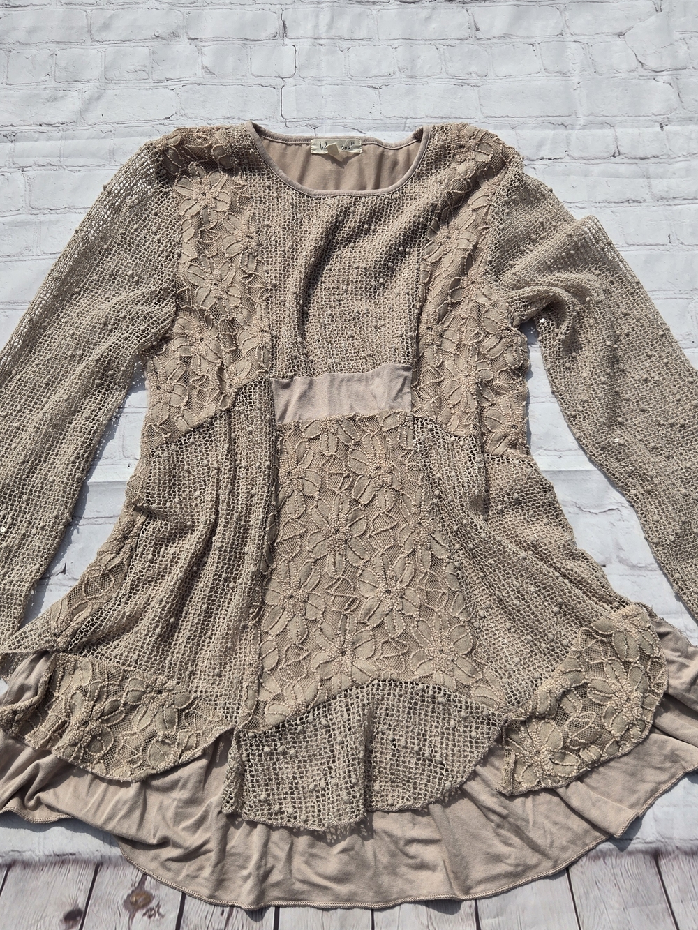 Indigo Soul layerd open knit mixed media Layered tunic boho Lagenlook fairycore